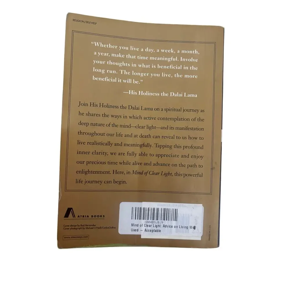 Mind of Clear Light: Advice on Living Well and Dying Consciously (Paperback) by